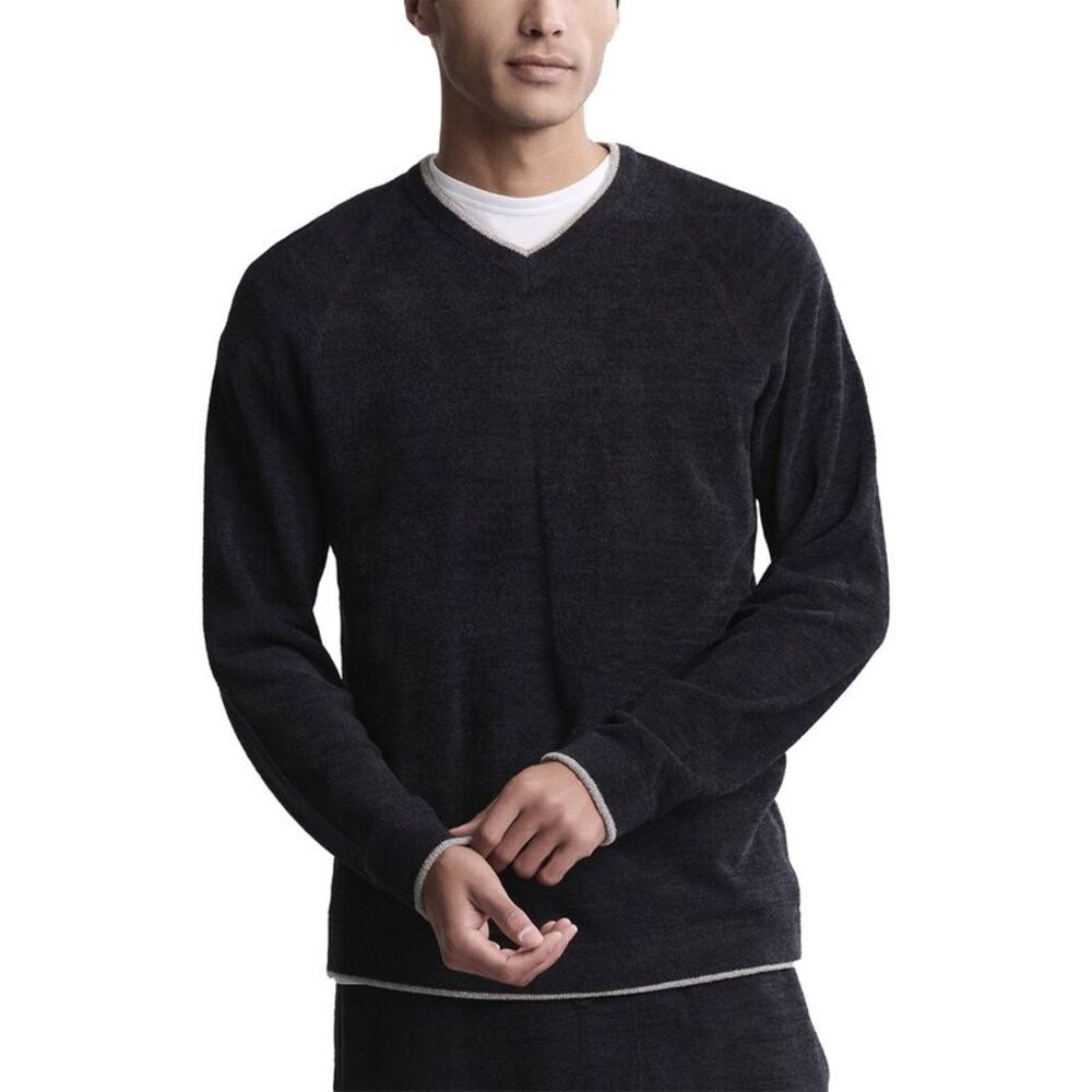 Barefoot Dreams Mens V-Neck Shirt, Black